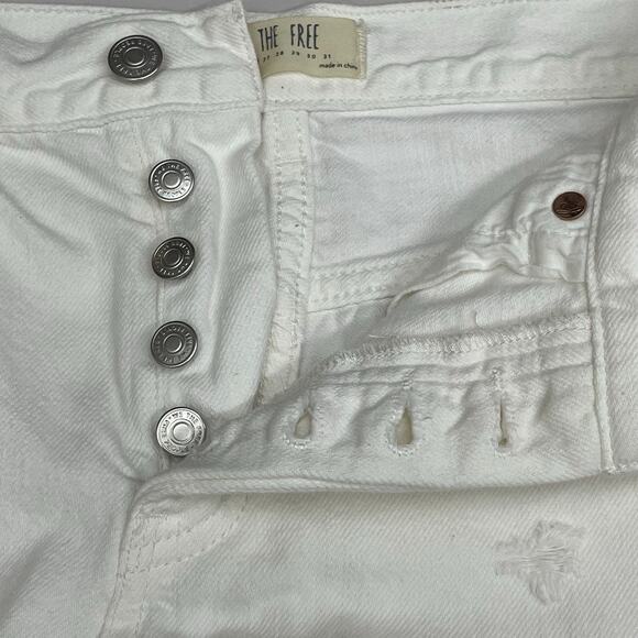 Anthropologie We The Free White Button Front Distressed Frayed Hem Shorts Sz 26 - Picture 4 of 11